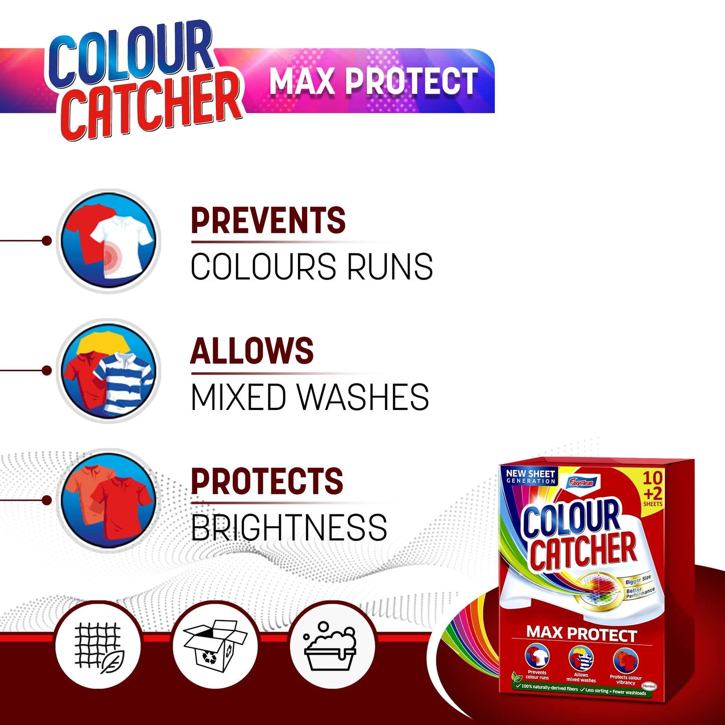 EasyClean Colour Catcher Max Protect Laundry Sheets, Helps Prevent Colour Run and Protects Brightness - 48 Sheets