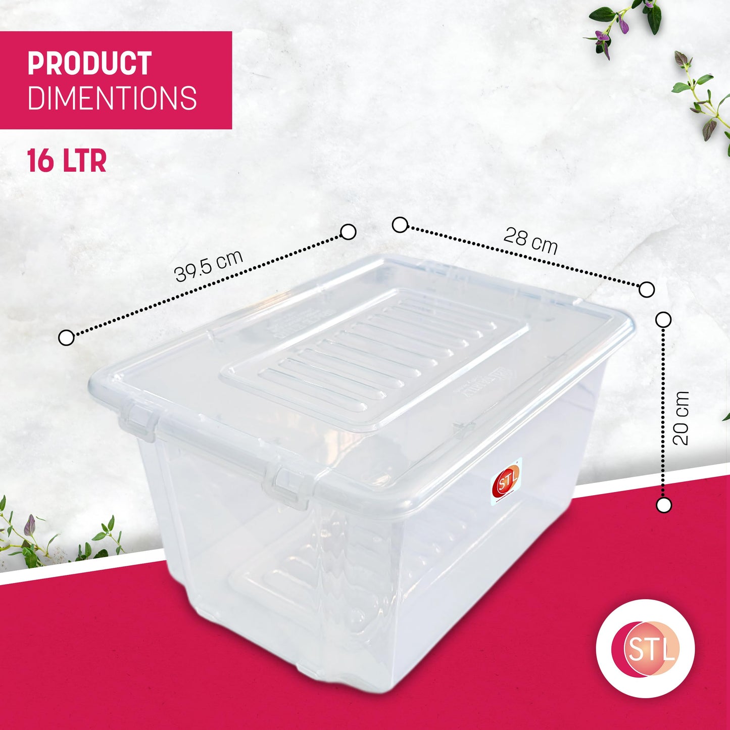 STL Heavy-Duty Clear Plastic Storage Box with Lid Stackable Storage Container for Home, Office, Kitchen, Toys, and Goods, Secure Clip-Lock Lid, Durable & Transparent Design