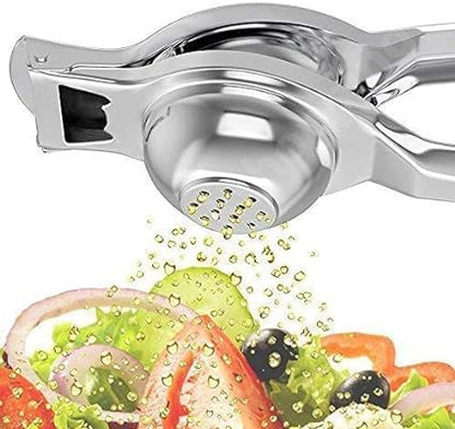 STL Manual Lemon Squeezer Heavy Duty, Premium Stainless Steel Lemon Orange Lime Citrus Press Juicer Hand Juicer, | 2 in 1 | Comes with Bottle Opener Anti Corrosive and Dishwasher Safe
