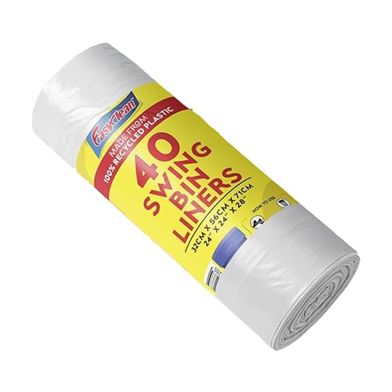 STL 50L Tie-Handle Swing Bin Liners, Heavy-Duty Unscented Bags, Leak-Proof Garbage Bags for Kitchen, Office, & Large Indoor Bins, Durable, Lightweight Polythene