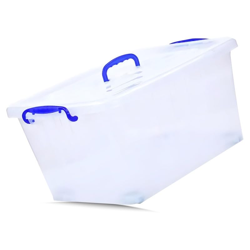 STL Heavy-Duty Clear Plastic Storage Box with Lid, Stackable Storage Container for Home, Office, Kitchen, Toys, and Goods, Secure Clip-Lock Lid, Durable & Transparent Design