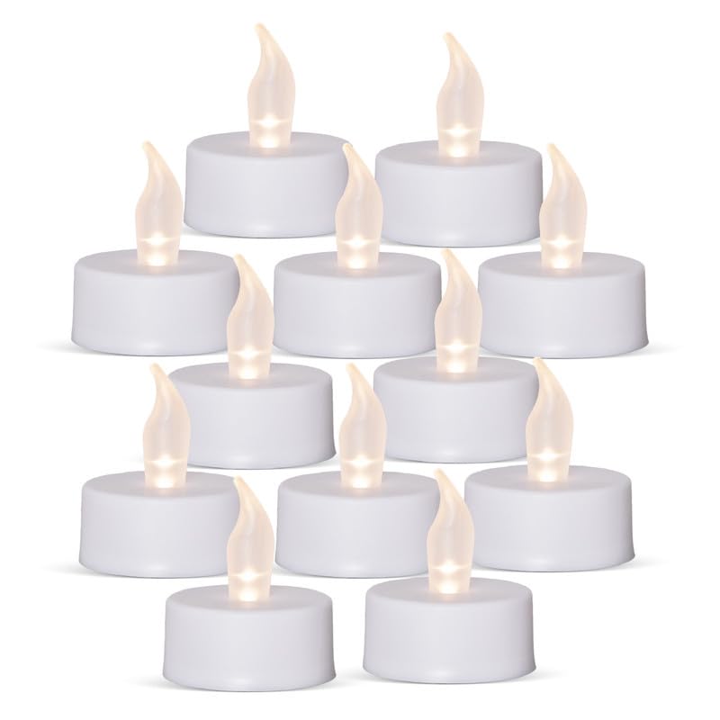 STL Battery Operated Flameless LED Tea Lights Candles, Warm Yellow Flickering Light, 150+ Hours Continuous Use, Safe and Realistic, Perfect for Weddings, Parties and Seasonal Decorations