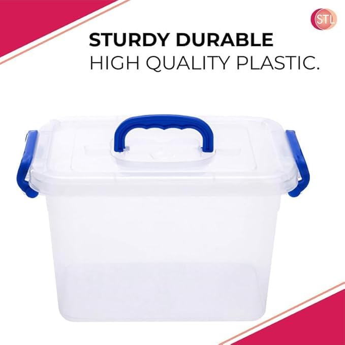 STL Heavy-Duty Clear Plastic Storage Box with Lid, Stackable Storage Container for Home, Office, Kitchen, Toys, and Goods, Secure Clip-Lock Lid, Durable & Transparent Design