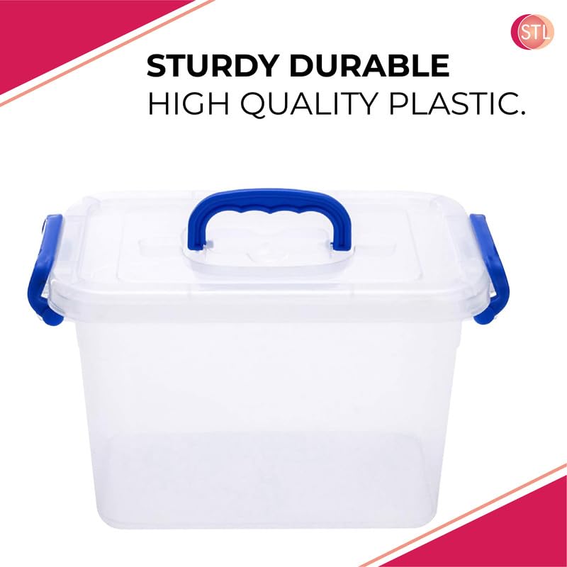 STL Heavy-Duty Clear Plastic Storage Box with Lid, Stackable Storage Container for Home, Office, Kitchen, Toys, and Goods, Secure Clip-Lock Lid, Durable & Transparent Design