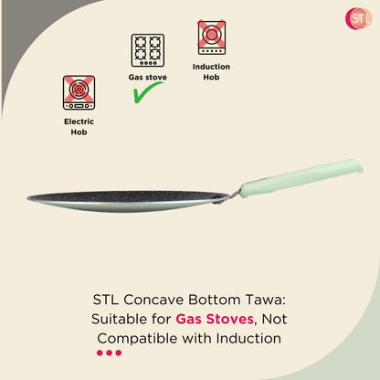 STL Non-Stick Chapati Tawa - Premium Aluminium Flatbread Pan with 3-Layer Coating, Versatile for Chapatis & Dosas, Easy to Clean, Gas Stove Friendly