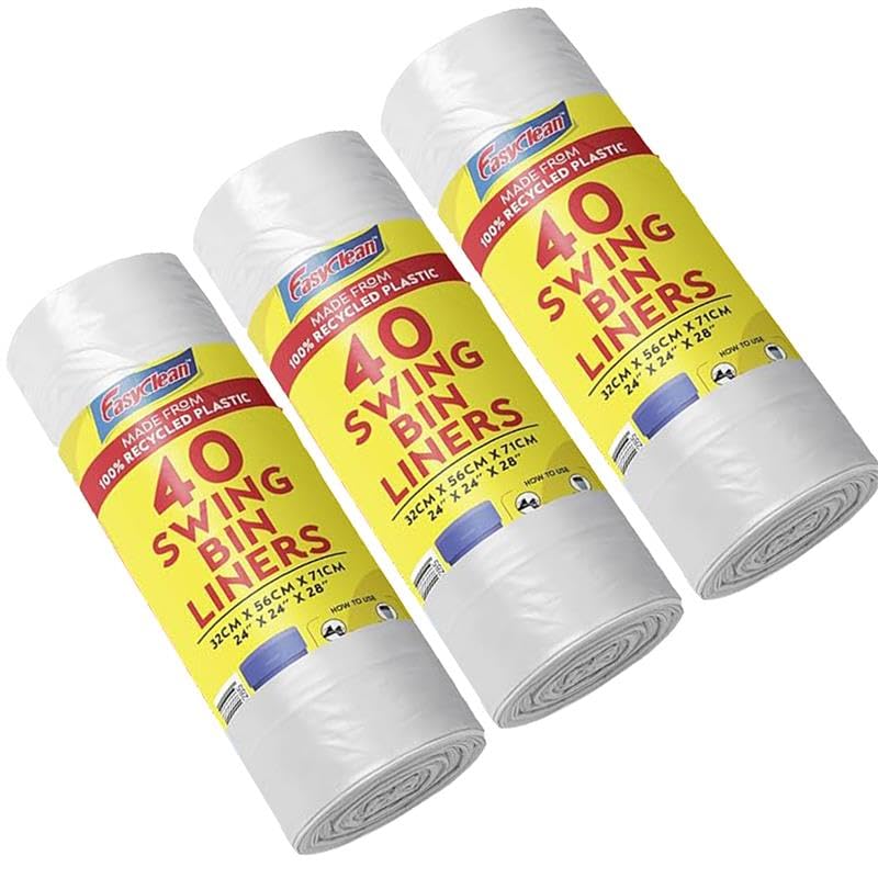 STL 50L Tie-Handle Swing Bin Liners, Heavy-Duty Unscented Bags, Leak-Proof Garbage Bags for Kitchen, Office, & Large Indoor Bins, Durable, Lightweight Polythene