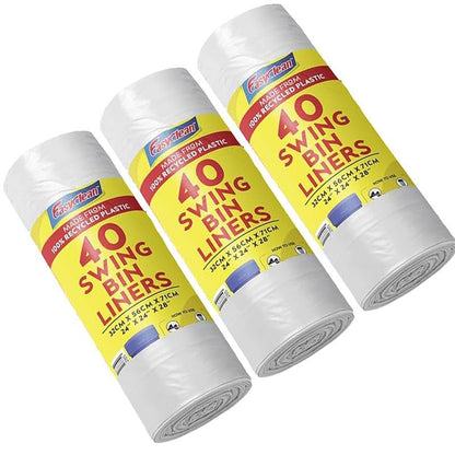 STL 50L Tie-Handle Swing Bin Liners, Heavy-Duty Unscented Bags, Leak-Proof Garbage Bags for Kitchen, Office, & Large Indoor Bins, Durable, Lightweight Polythene