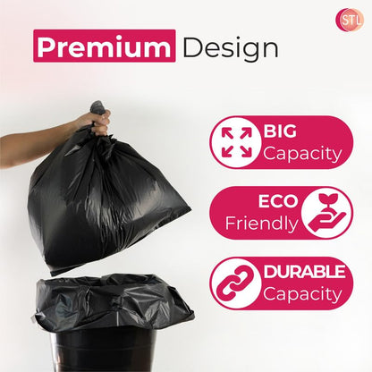 Heavy-Duty Black Carrier Bags 90L, Tear-Resistant Flat Top Refuse Sacks, 30 ?m Recycled Bin Liners for Household, Kitchen, Office, Restaurant, and Caterers