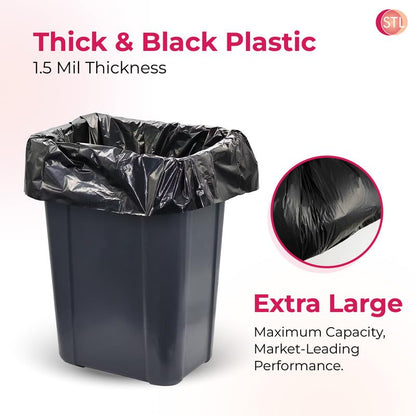 Heavy-Duty Black Carrier Bags 90L, Tear-Resistant Flat Top Refuse Sacks, 30 ?m Recycled Bin Liners for Household, Kitchen, Office, Restaurant, and Caterers