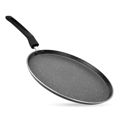 STL Non-Stick Flat Aluminum Dosa Tawa, Perfect Skillet for Crepes, Pancakes, Roti, and Chapati, PFOA-Free, Induction Compatible, with Cool-Touch Handle