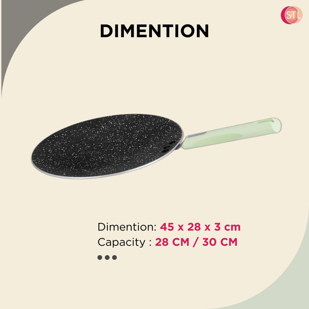 STL Non-Stick Chapati Tawa - Premium Aluminium Flatbread Pan with 3-Layer Coating, Versatile for Chapatis & Dosas, Easy to Clean, Gas Stove Friendly