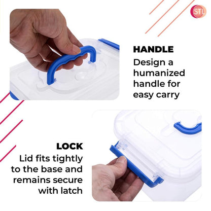 STL Heavy-Duty Clear Plastic Storage Box with Lid, Stackable Storage Container for Home, Office, Kitchen, Toys, and Goods, Secure Clip-Lock Lid, Durable & Transparent Design