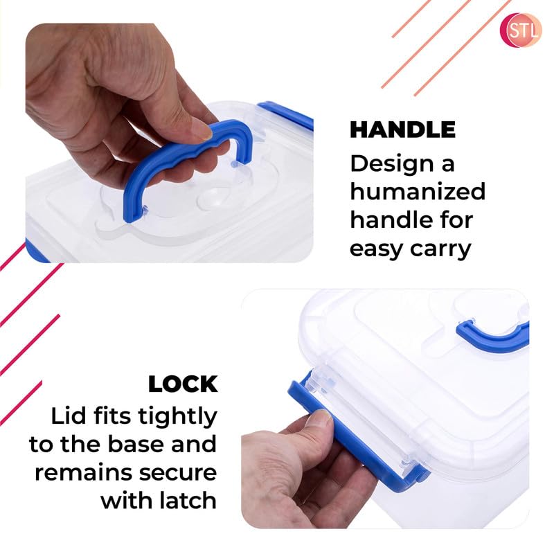 STL Heavy-Duty Clear Plastic Storage Box with Lid, Stackable Storage Container for Home, Office, Kitchen, Toys, and Goods, Secure Clip-Lock Lid, Durable & Transparent Design