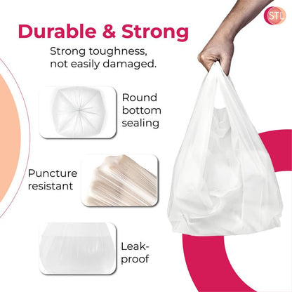 STL 50L Tie-Handle Swing Bin Liners, Heavy-Duty Unscented Bags, Leak-Proof Garbage Bags for Kitchen, Office, & Large Indoor Bins, Durable, Lightweight Polythene