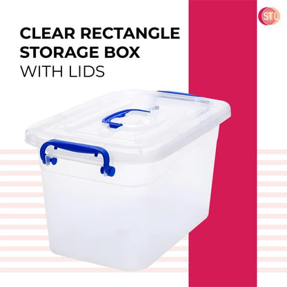 STL Heavy-Duty Clear Plastic Storage Box with Lid, Stackable Storage Container for Home, Office, Kitchen, Toys, and Goods, Secure Clip-Lock Lid, Durable & Transparent Design