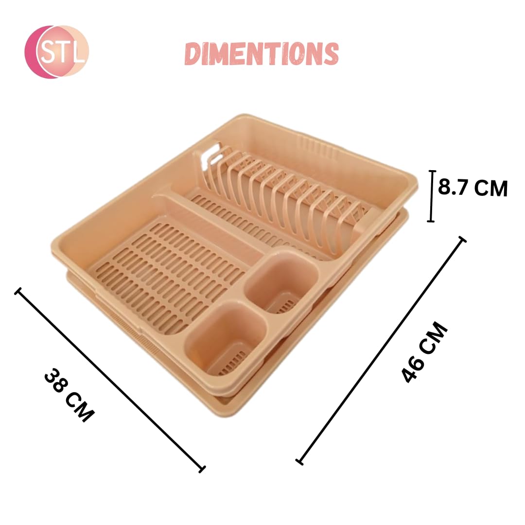 STL Plastic Dish Drying Rack with Drainer Tray - 13 Plate Capacity - 5 Color Options - Washing up rack - Kitchen Organizer