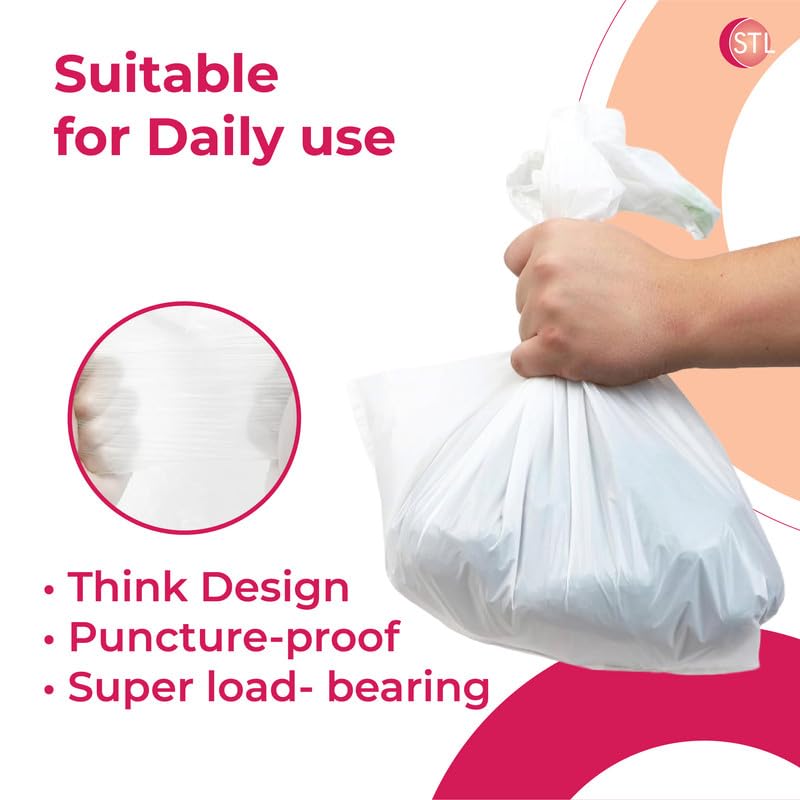 STL 50L Tie-Handle Swing Bin Liners, Heavy-Duty Unscented Bags, Leak-Proof Garbage Bags for Kitchen, Office, & Large Indoor Bins, Durable, Lightweight Polythene