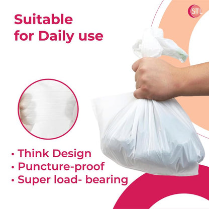 STL 50L Tie-Handle Swing Bin Liners, Heavy-Duty Unscented Bags, Leak-Proof Garbage Bags for Kitchen, Office, & Large Indoor Bins, Durable, Lightweight Polythene