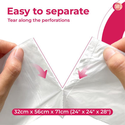 STL 50L Tie-Handle Swing Bin Liners, Heavy-Duty Unscented Bags, Leak-Proof Garbage Bags for Kitchen, Office, & Large Indoor Bins, Durable, Lightweight Polythene