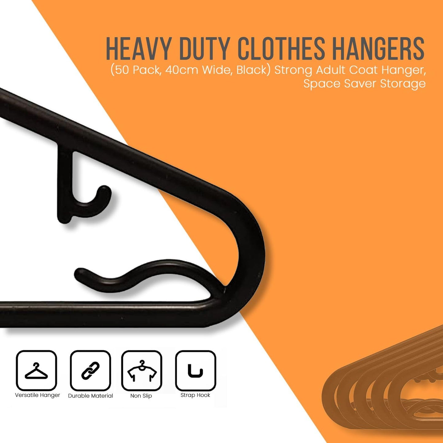STL Adult Plastic Coat Hangers - Premium Space-Saving Wardrobe Organizer with Strap Hooks and Secure Lip