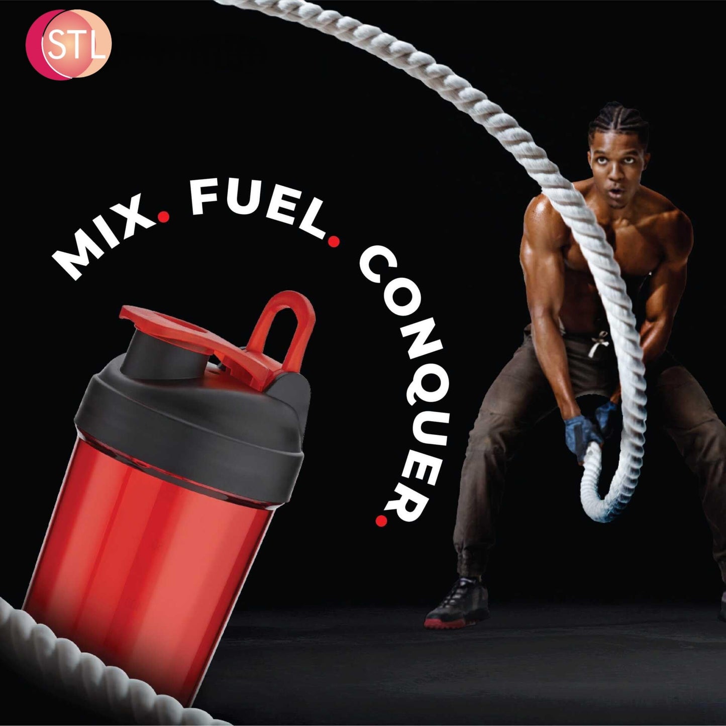 STL Protein Shaker Bottle 650ml – Mixball Shake Blender – Your Perfect Fitness Partner – BPA Free, Leak-Proof, Odorless, and Safe for Freezing – Pick Your Power Color: Green, Blue, or Red