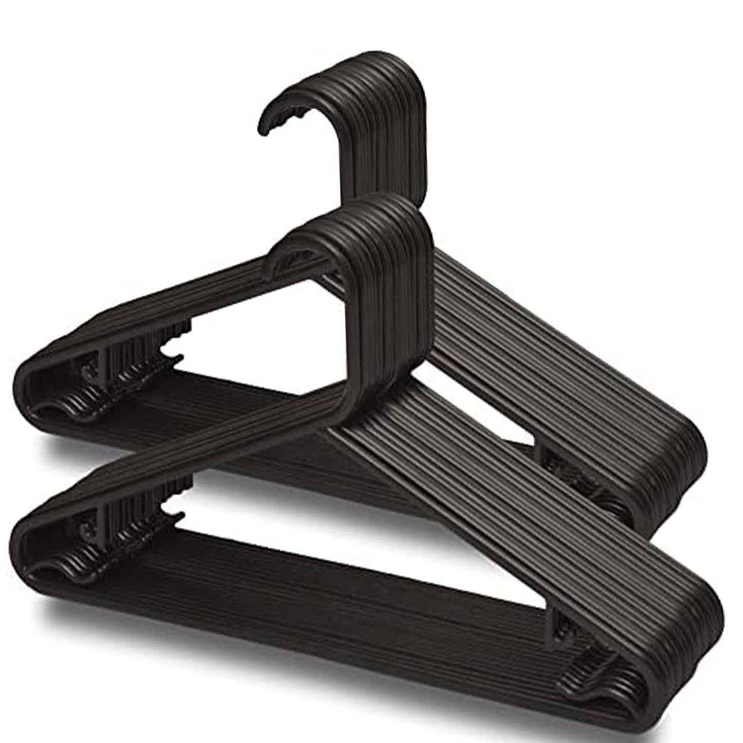 STL Adult Plastic Coat Hangers - Premium Space-Saving Wardrobe Organizer with Strap Hooks and Secure Lip