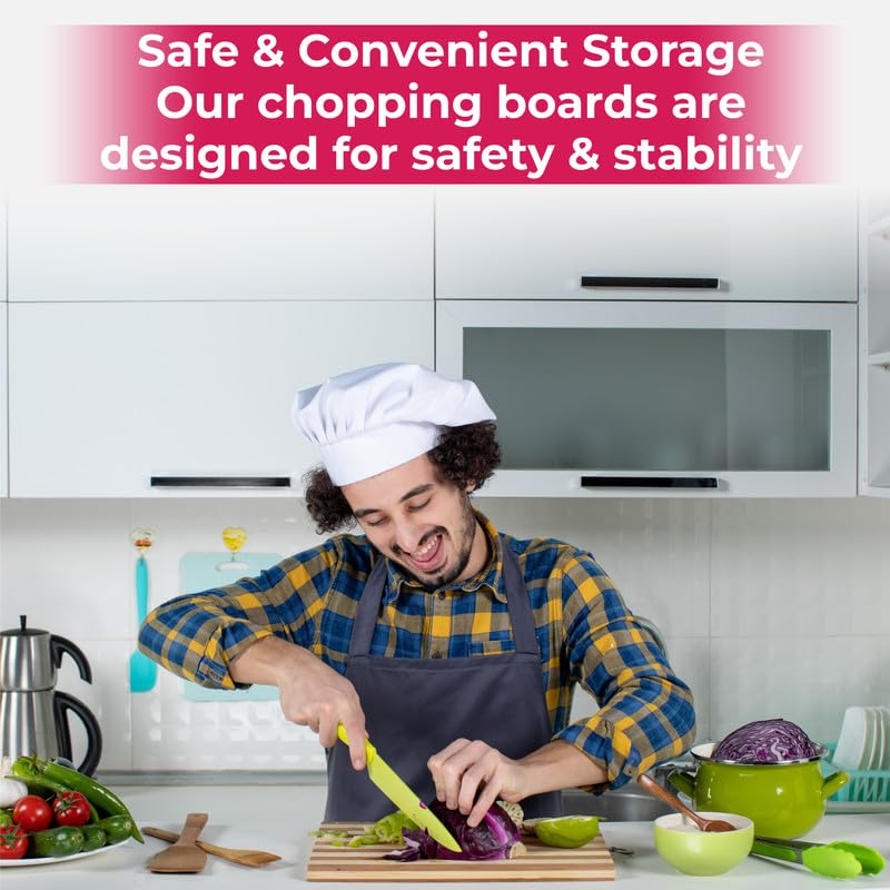 STL Bamboo Wooden Chopping Board, Organic Cutting Board Non-Slip Kitchen Blog Cutting Board Thick Chopping Panel Ideal for Carving Meat, Cutting Vegetables and Food Preparation (8x12Inch)