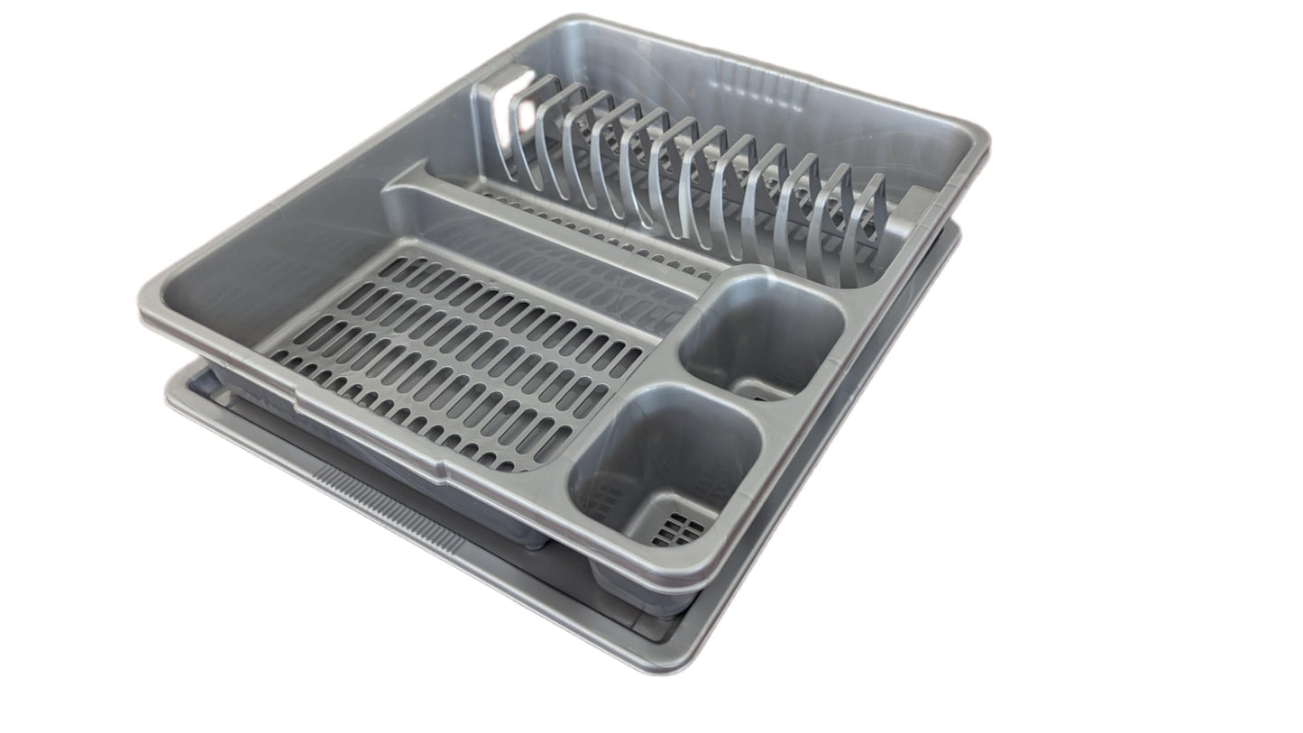 STL Plastic Dish Drying Rack with Drainer Tray - 13 Plate Capacity - 5 Color Options - Washing up rack - Kitchen Organizer