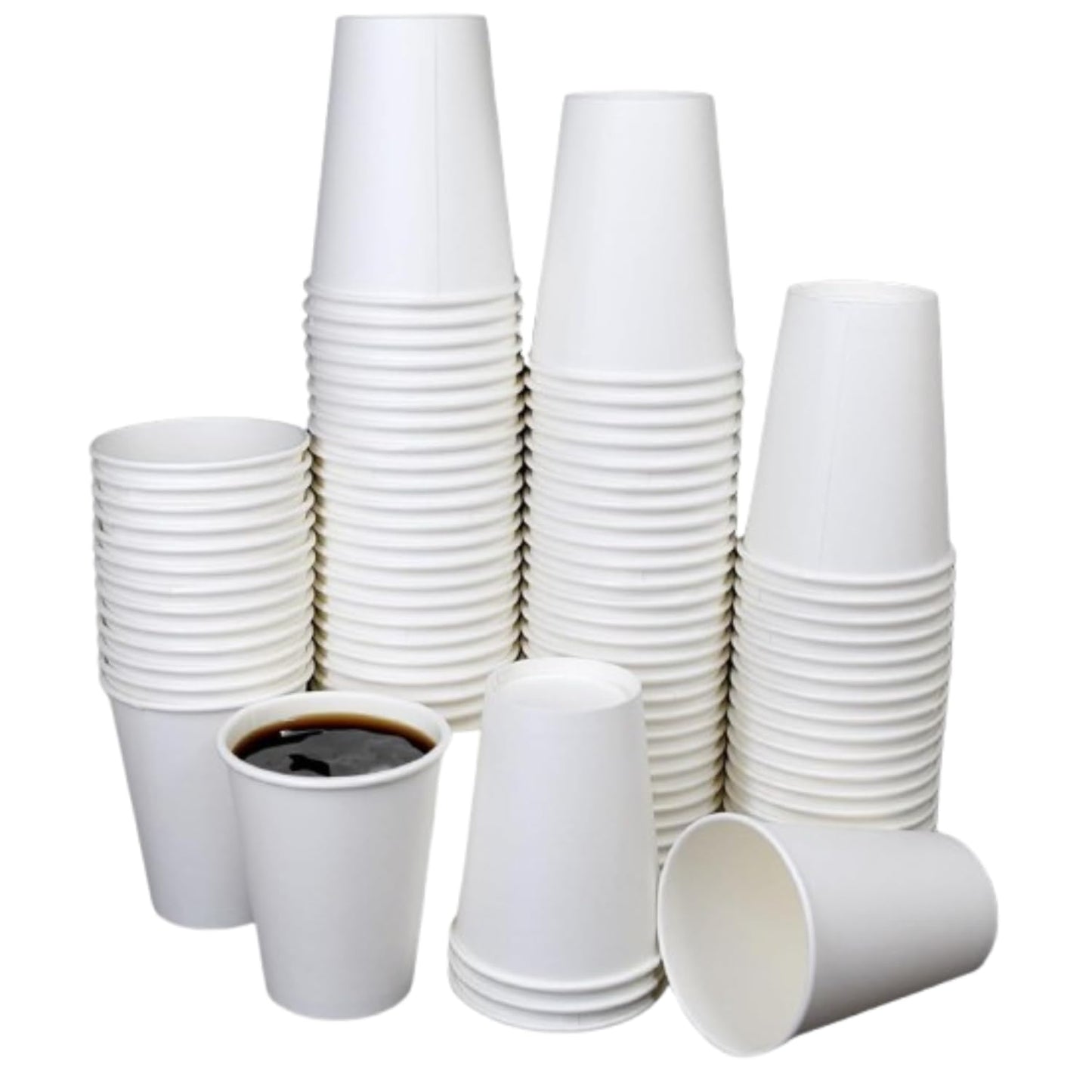 STL White Disposable Paper Cups Coffee Cups, Leak-Resistant, Recyclable Drink Cups for Hot & Cold Beverage, Water, Tea, Coffee, Juice-Ideal for Home, Office, Cafes and Events