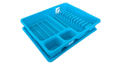 STL Plastic Dish Drying Rack with Drainer Tray - 13 Plate Capacity - 5 Color Options - Washing up rack - Kitchen Organizer