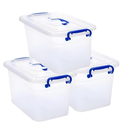 STL Heavy-Duty Clear Plastic Storage Box with Lid, Stackable Storage Container for Home, Office, Kitchen, Toys, and Goods, Secure Clip-Lock Lid, Durable & Transparent Design