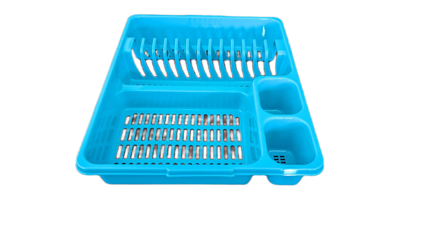 STL Plastic Dish Drying Rack with Drainer Tray - 13 Plate Capacity - 5 Color Options - Washing up rack - Kitchen Organizer