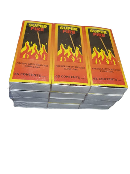 STL Super Fire Extra Long Safety Matches - 15cm Matches for Wood Burners, BBQs, Fire Pits, Stoves & More - 65 Matches per Box - Premium Quality & Safe Ignition