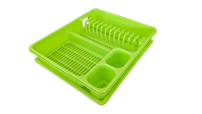 STL Plastic Dish Drying Rack with Drainer Tray - 13 Plate Capacity - 5 Color Options - Washing up rack - Kitchen Organizer