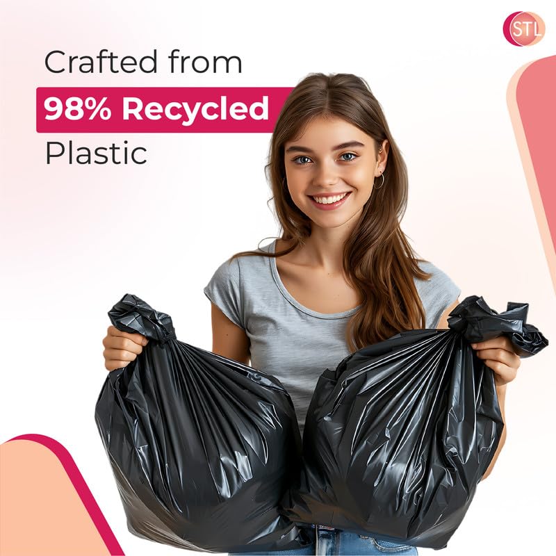 Heavy-Duty Black Carrier Bags 90L, Tear-Resistant Flat Top Refuse Sacks, 30 ?m Recycled Bin Liners for Household, Kitchen, Office, Restaurant, and Caterers