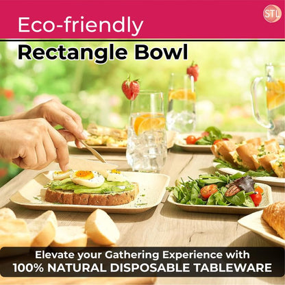 STL Disposable Square Palm Leaf Plates, Microwave & Oven Safe Durable Dinnerware for Hot and Cold Foods, Perfect for Weddings, Parties, and Outdoor Events