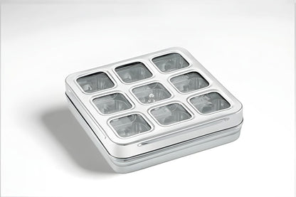 STL Masala Dabba (Spice Box) | Authentic Indian Style Stainless Steel Masala Dabba | with 7 Removable Compartments & 2 Spoons | See through Lid |