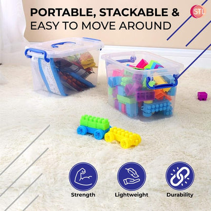 STL Heavy-Duty Clear Plastic Storage Box with Lid, Stackable Storage Container for Home, Office, Kitchen, Toys, and Goods, Secure Clip-Lock Lid, Durable & Transparent Design