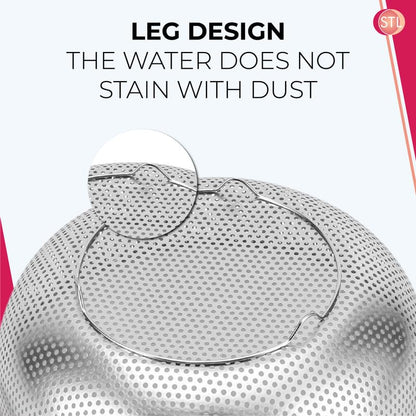 STL Steel Colander with Double Handles 16.5cm, Micro-Perforated for Draining Pasta, Rice, Fruits, Vegetables, Dishwasher Safe Kitchen Strainer, Metal Food Filter, Easy to Clean and Durable