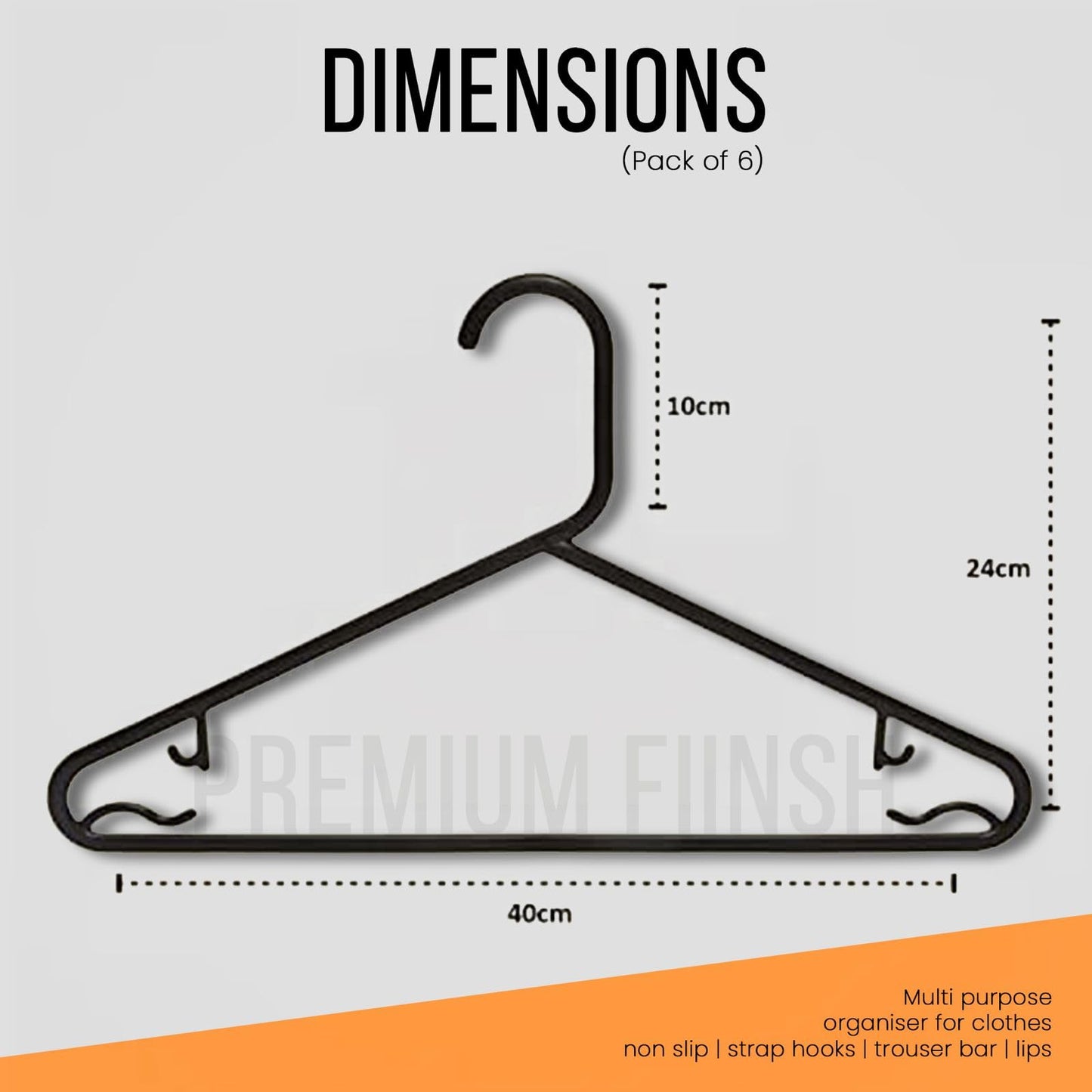 STL Adult Plastic Coat Hangers - Premium Space-Saving Wardrobe Organizer with Strap Hooks and Secure Lip