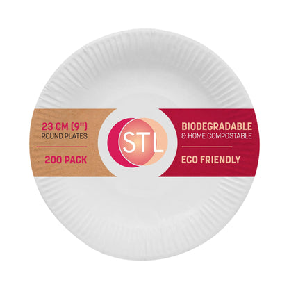 STL Strong Paper Plates (9 Inch / 50-Pack) 100% Compostable Heavy-Duty, Durable & Leak-Resistant, Eco-Friendly Disposable Plates,Made of Natural Fibers – 9" Biodegradable Paper Plates
