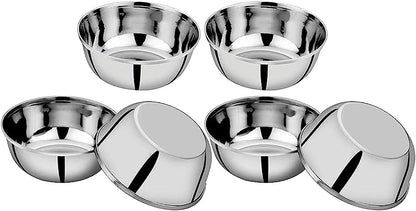 Modern Serving Essentials: 4pc Stainless Steel Hand Bowls