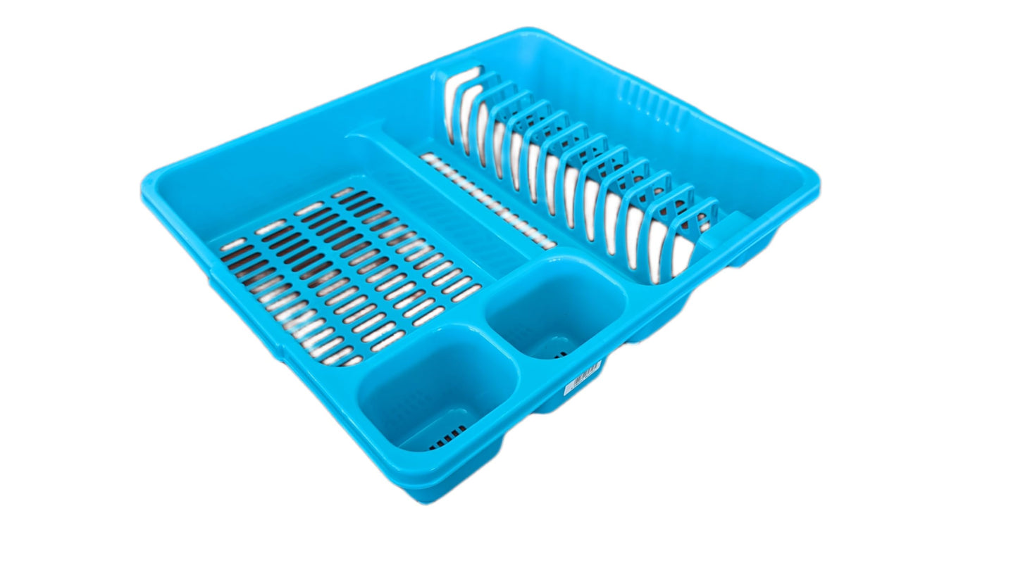 STL Plastic Dish Drying Rack with Drainer Tray - 13 Plate Capacity - 5 Color Options - Washing up rack - Kitchen Organizer