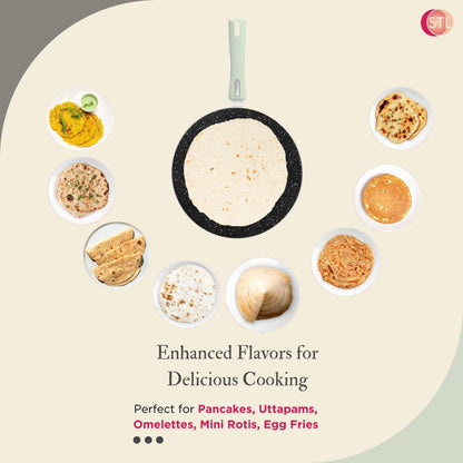 STL Non-Stick Chapati Tawa - Premium Aluminium Flatbread Pan with 3-Layer Coating, Versatile for Chapatis & Dosas, Easy to Clean, Gas Stove Friendly