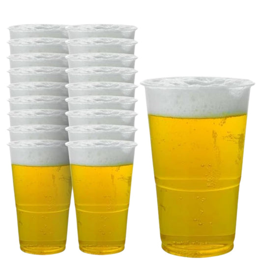 STL Clear Plastic Pint Cups Disposable Beer Glasses Tumblers, Sturdy & Crack-Resistant, Perfect Beer Cups for Parties, BBQs, Events & Festivals