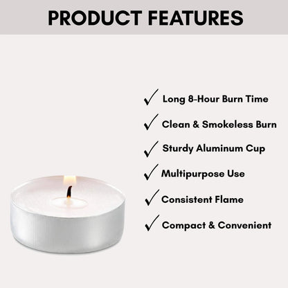 STL Pack of 200 Carlingford Nightlights 8-Hour Tea Lights – Premium Unscented Candles, Long-Lasting Clean & Smokeless Burn, Perfect for Weddings, Parties, Home Décor, Oil Burners and Emergency Use