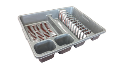 STL Plastic Dish Drying Rack with Drainer Tray - 13 Plate Capacity - 5 Color Options - Washing up rack - Kitchen Organizer