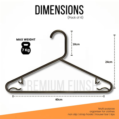 STL Adult Plastic Coat Hangers - Premium Space-Saving Wardrobe Organizer with Strap Hooks and Secure Lip