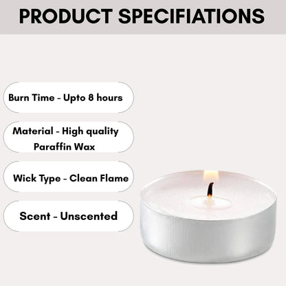 STL Pack of 200 Carlingford Nightlights 8-Hour Tea Lights – Premium Unscented Candles, Long-Lasting Clean & Smokeless Burn, Perfect for Weddings, Parties, Home Décor, Oil Burners and Emergency Use