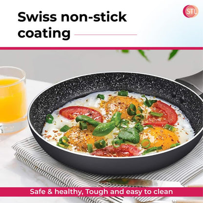 Glaze Non-Stick Fry Pan with Glass Lid, Durable Aluminum Skillet with Cool-Touch Handle, Scratch-Resistant, PFOA-Free, Compatible with Induction, Gas, and Electric Stoves